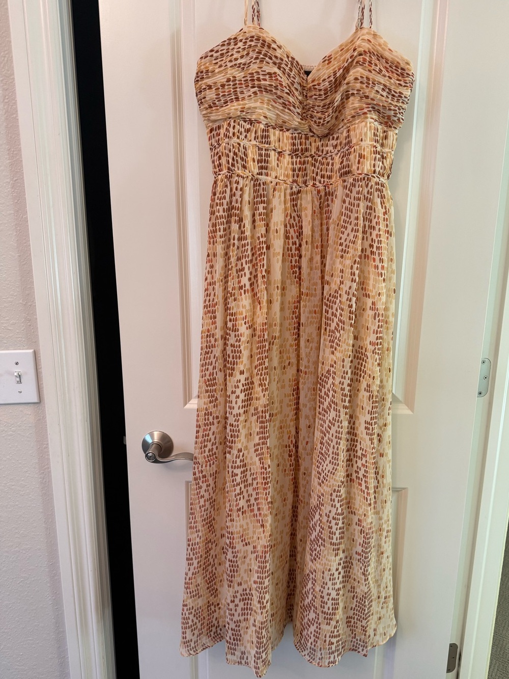 White House Black Market Beige Printed Maxi Dress